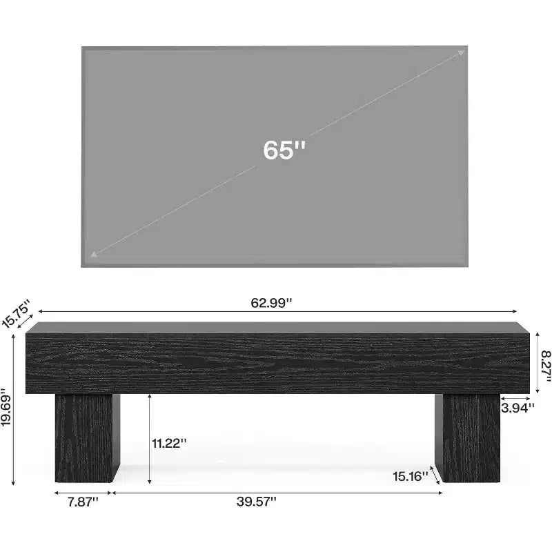 63 TV Stand Entertainment Center, Low TV Console for Living Room, Long Media Console Television Stands for 55/60/65 Inches TV