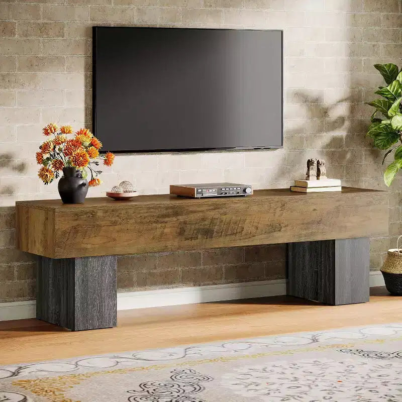 63 TV Stand Entertainment Center, Low TV Console for Living Room, Long Media Console Television Stands for 55/60/65 Inches TV