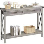 Rattan Console Table for Entryway - Boho Entryway Table with Storage and Drawers, Small Entry Tables, 43"
