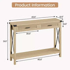 Rattan Console Table for Entryway - Boho Entryway Table with Storage and Drawers, Small Entry Tables, 43"