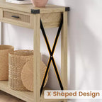 Rattan Console Table for Entryway - Boho Entryway Table with Storage and Drawers, Small Entry Tables, 43"