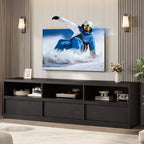70 inch TV Stand for 80 TVs, Mid Century Modern Entertainment Center with Storage Drawer & Open Shelves
