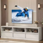70 inch TV Stand for 80 TVs, Mid Century Modern Entertainment Center with Storage Drawer & Open Shelves
