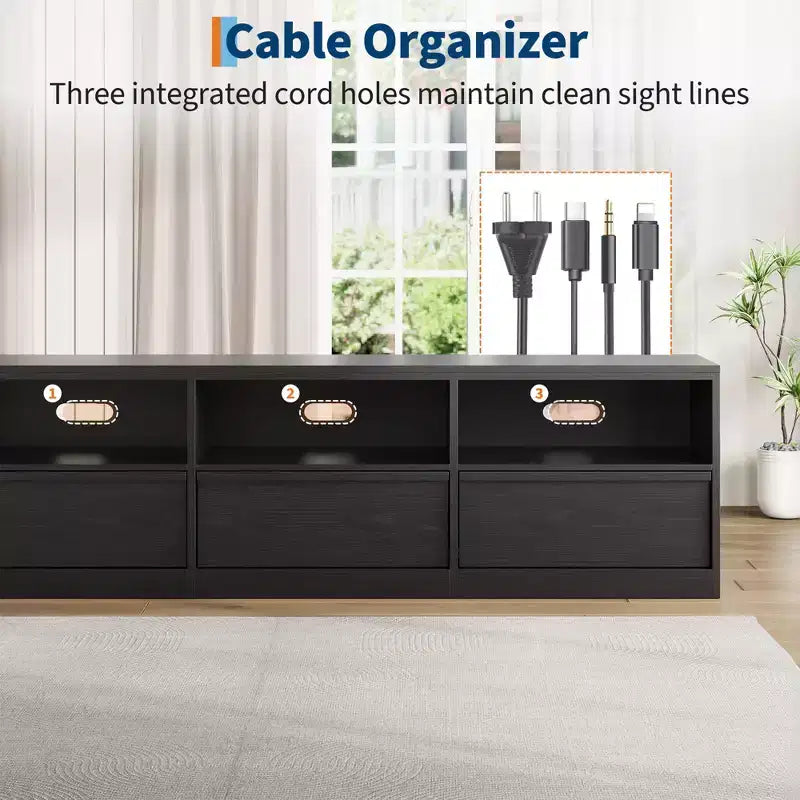 70 inch TV Stand for 80 TVs, Mid Century Modern Entertainment Center with Storage Drawer & Open Shelves