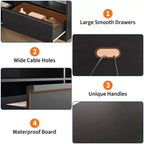 70 inch TV Stand for 80 TVs, Mid Century Modern Entertainment Center with Storage Drawer & Open Shelves