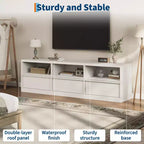 70 inch TV Stand for 80 TVs, Mid Century Modern Entertainment Center with Storage Drawer & Open Shelves