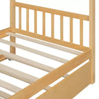 Twin Size Wooden House Bed with Twin Size Trundle