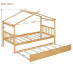 Twin Size Wooden House Bed with Twin Size Trundle