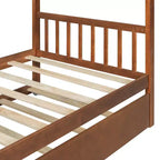 Twin Size Wooden House Bed with Twin Size Trundle