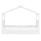 Twin Size Wooden House Bed with Twin Size Trundle