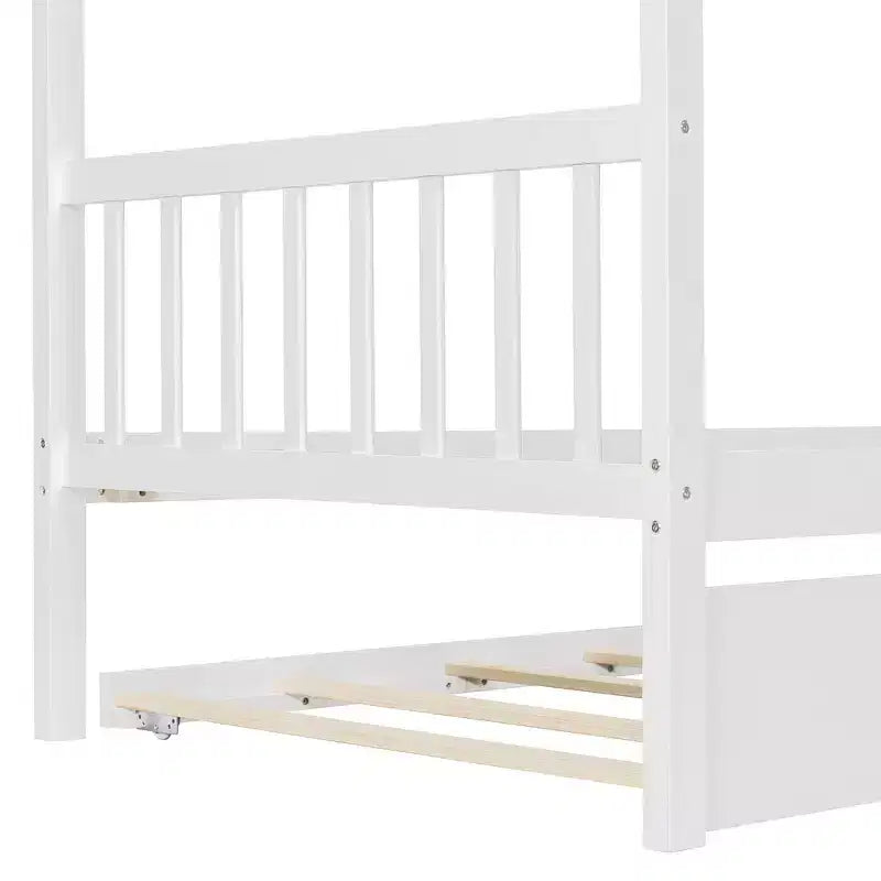 Twin Size Wooden House Bed with Twin Size Trundle
