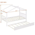 Twin Size Wooden House Bed with Twin Size Trundle