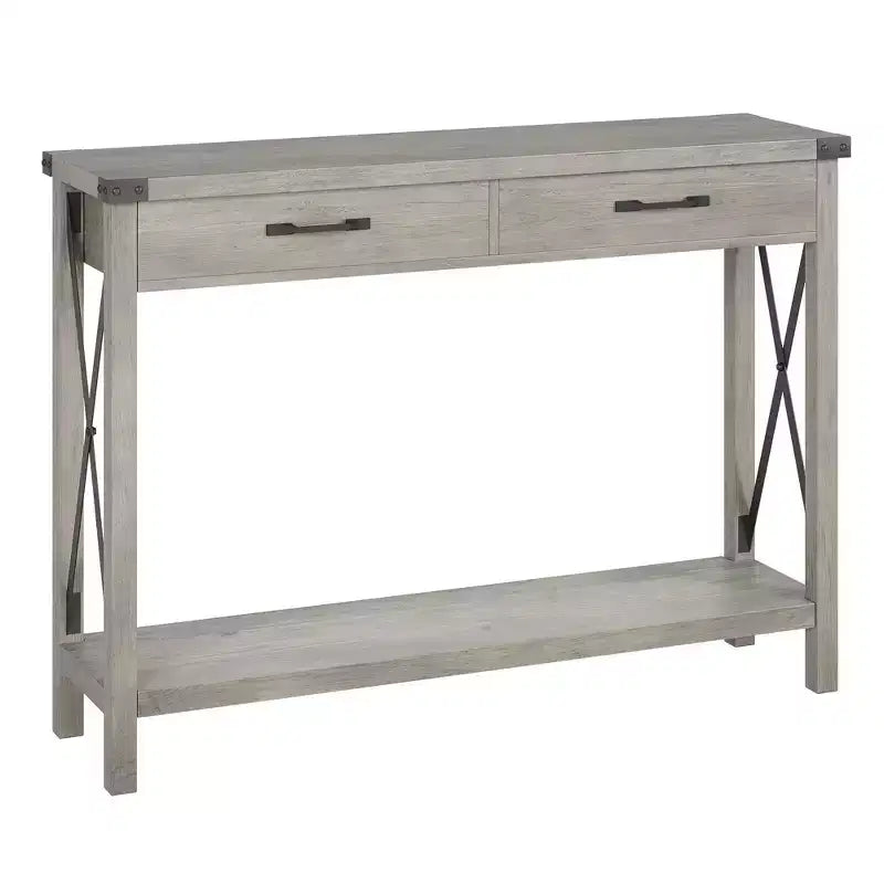 31 inch Console Table with Drawers and Open Shelf, 2-Tier Narrow Sofa Table for Entryway, Living Room, Corridor