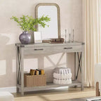 31 inch Console Table with Drawers and Open Shelf, 2-Tier Narrow Sofa Table for Entryway, Living Room, Corridor