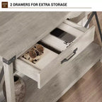 31 inch Console Table with Drawers and Open Shelf, 2-Tier Narrow Sofa Table for Entryway, Living Room, Corridor