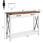 31 inch Console Table with Drawers and Open Shelf, 2-Tier Narrow Sofa Table for Entryway, Living Room, Corridor