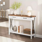 31 inch Console Table with Drawers and Open Shelf, 2-Tier Narrow Sofa Table for Entryway, Living Room, Corridor