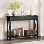 31 inch Console Table with Drawers and Open Shelf, 2-Tier Narrow Sofa Table for Entryway, Living Room, Corridor