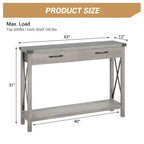 31 inch Console Table with Drawers and Open Shelf, 2-Tier Narrow Sofa Table for Entryway, Living Room, Corridor