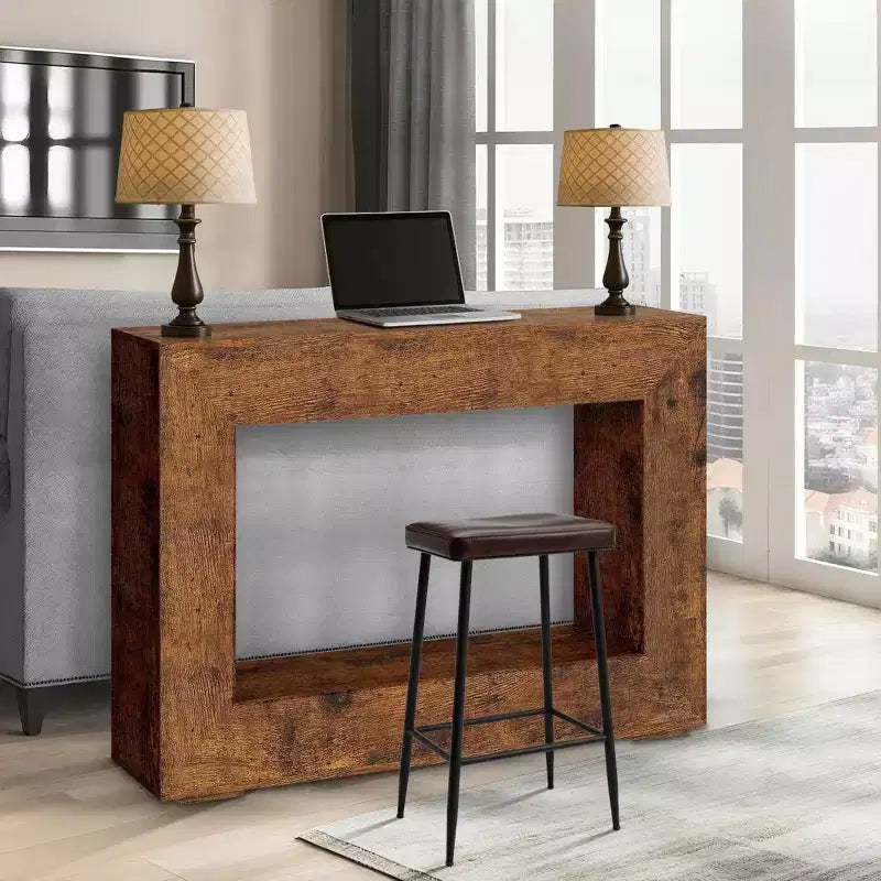 47 Inches Farmhouse Console Table, Wooden Entryway Console Table, Industrial Hallway Accent Table for Living Room, Entrance, Foyer