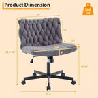 Desk Chair, Criss Cross Chair with Rocking Function & Adjustable Height, Comfy Swivel Armless Chair, 300lbs Capacity Cross Legged Rolling Chair