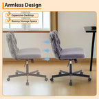 Desk Chair, Criss Cross Chair with Rocking Function & Adjustable Height, Comfy Swivel Armless Chair, 300lbs Capacity Cross Legged Rolling Chair