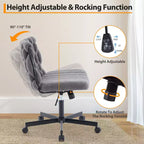 Desk Chair, Criss Cross Chair with Rocking Function & Adjustable Height, Comfy Swivel Armless Chair, 300lbs Capacity Cross Legged Rolling Chair