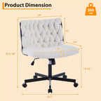 Desk Chair, Criss Cross Chair with Rocking Function & Adjustable Height, Comfy Swivel Armless Chair, 300lbs Capacity Cross Legged Rolling Chair