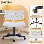 Desk Chair, Criss Cross Chair with Rocking Function & Adjustable Height, Comfy Swivel Armless Chair, 300lbs Capacity Cross Legged Rolling Chair