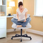 Desk Chair, Criss Cross Chair with Rocking Function & Adjustable Height, Comfy Swivel Armless Chair, 300lbs Capacity Cross Legged Rolling Chair