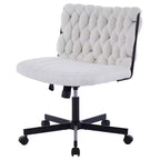 Desk Chair, Criss Cross Chair with Rocking Function & Adjustable Height, Comfy Swivel Armless Chair, 300lbs Capacity Cross Legged Rolling Chair