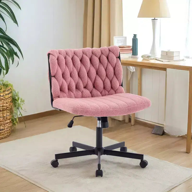 Desk Chair, Criss Cross Chair with Rocking Function & Adjustable Height, Comfy Swivel Armless Chair, 300lbs Capacity Cross Legged Rolling Chair