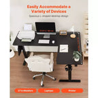 L Shaped Desk, Electric Adjustable Height Corner Gaming Desk with Dual Hooks, Heavy Duty Carbon Steel L-Shaped Computer Table, Black