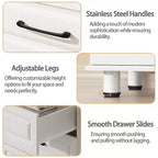 3 Drawer Dresser, Modern Nightstand Small Dressers with Drawers Closet Wood Dressers with Steel Handles, White