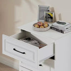 3 Drawer Dresser, Modern Nightstand Small Dressers with Drawers Closet Wood Dressers with Steel Handles, White
