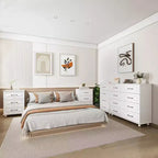 3 Drawer Dresser, Modern Nightstand Small Dressers with Drawers Closet Wood Dressers with Steel Handles, White