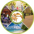 Round Wooden Picnic Table, 6 Person Outdoor Picnic Table with Benches, Umbrella Hole, 1720Lb Capacity, Outdoor