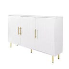 55.12" Large Storage Cabinet, Sideboard Cabinet with 3 Doors and Gold Handles, Buffet Cabinet for Kitchen, Dining Room, Living Room, White