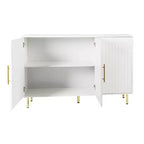55.12" Large Storage Cabinet, Sideboard Cabinet with 3 Doors and Gold Handles, Buffet Cabinet for Kitchen, Dining Room, Living Room, White