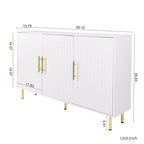 55.12" Large Storage Cabinet, Sideboard Cabinet with 3 Doors and Gold Handles, Buffet Cabinet for Kitchen, Dining Room, Living Room, White