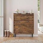 Shoe Cabinet with Flip Drawers, Wooden Shoe Organizer Cabinet with Adjustable Shelf, Hidden Shoe Cabinet for Hallway, Entryway