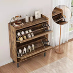 Shoe Cabinet with Flip Drawers, Wooden Shoe Organizer Cabinet with Adjustable Shelf, Hidden Shoe Cabinet for Hallway, Entryway