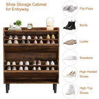 Shoe Cabinet with Flip Drawers, Wooden Shoe Organizer Cabinet with Adjustable Shelf, Hidden Shoe Cabinet for Hallway, Entryway