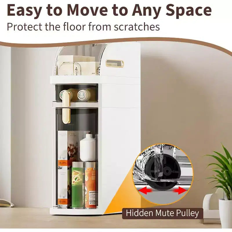 4-Tier Slim Bathroom Storage Cabinet, Waterproof Narrow Floor Cabinet, Bathroom Storage Organizer for Small Spaces, Laundry, Kitchen, Office