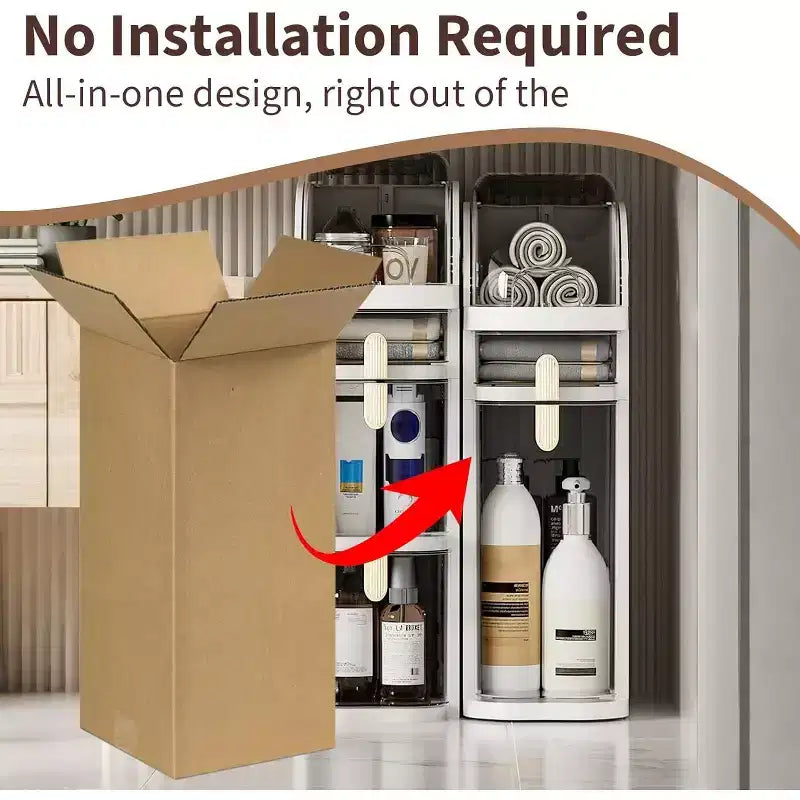 4-Tier Slim Bathroom Storage Cabinet, Waterproof Narrow Floor Cabinet, Bathroom Storage Organizer for Small Spaces, Laundry, Kitchen, Office