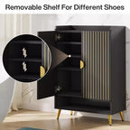 Shoe Cabinet with Doors, 7-Tier Shoe Storage Cabinet with Adjustable Shelves, for Entryway, Hallway, Closet, Living Room, Black