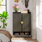 Shoe Cabinet with Doors, 7-Tier Shoe Storage Cabinet with Adjustable Shelves, for Entryway, Hallway, Closet, Living Room, Black