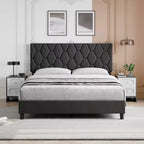 Full Size Bed Frame , Upholstered Platform Bed with Headboard and Soft Fabric, Mattress Foundation,No Box Spring Needed,Easy Assembly