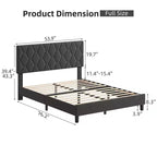 Full Size Bed Frame , Upholstered Platform Bed with Headboard and Soft Fabric, Mattress Foundation,No Box Spring Needed,Easy Assembly