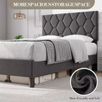 Full Size Bed Frame , Upholstered Platform Bed with Headboard and Soft Fabric, Mattress Foundation,No Box Spring Needed,Easy Assembly